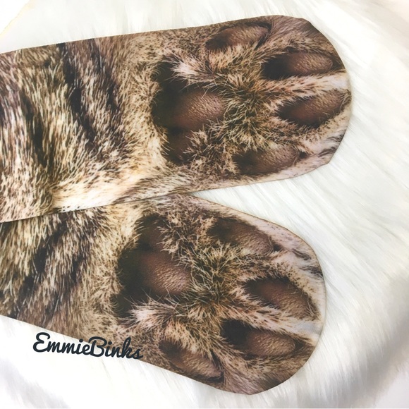 New 3D Over The Knee Realistic Fur Cat Lightweight Socks / Stretch Stockings - Picture 5 of 12